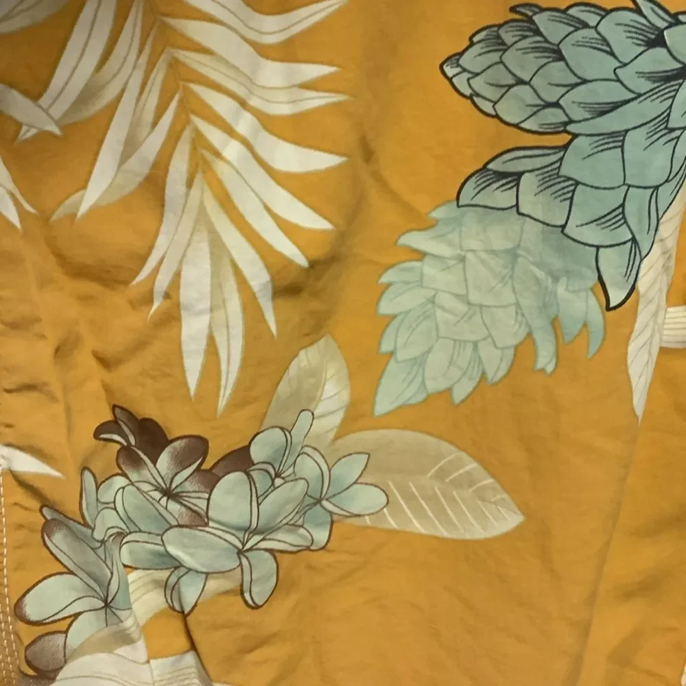 Tommy Bahama Relax Men's Gold Blue Tropical Print Drawstring Swim Trunks Sz XXL